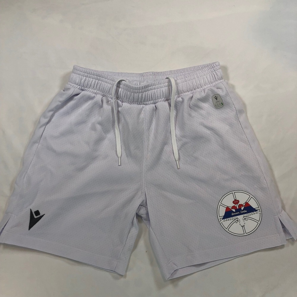 Macron Denver Serbs Basketball Shorts White Mesh Athletic Mens XS Eco Fabric